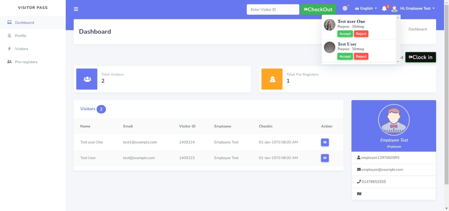 Check-in Dashboard